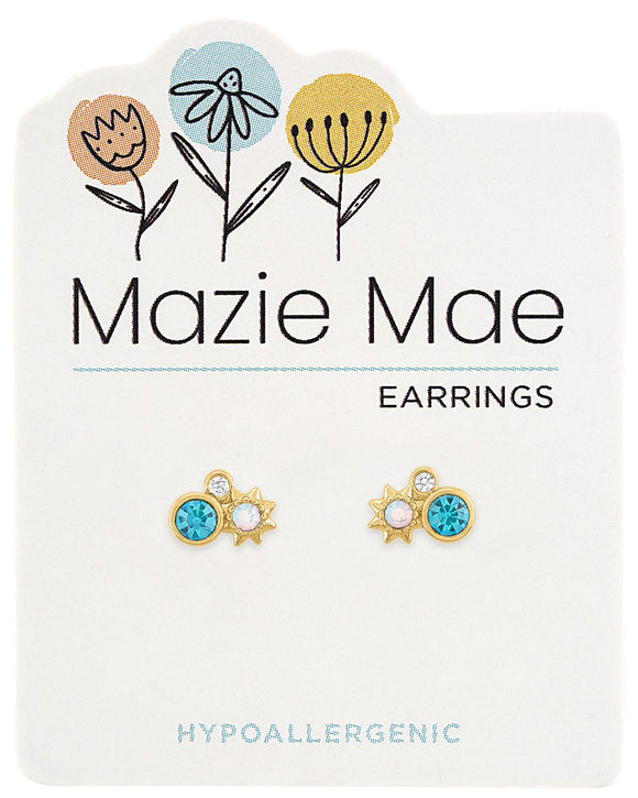 Dainty Aqua Tripe Gem Hypoallergenic Studs