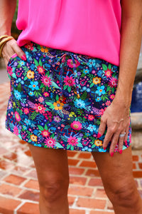 Mystic Fields Floral Skort with Pockets