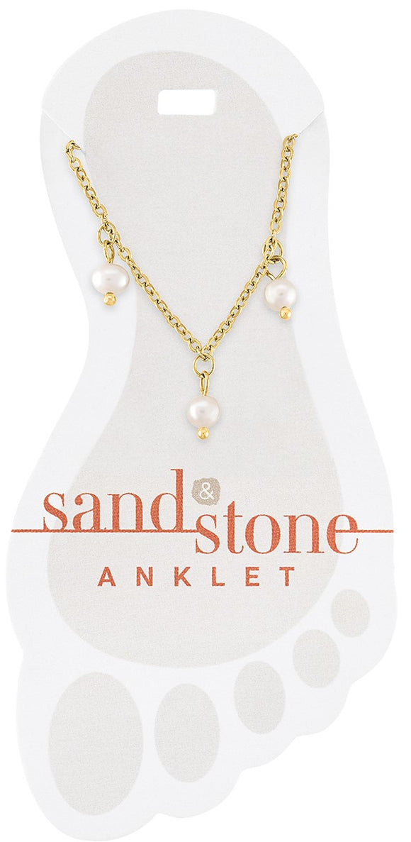 Gold Pearl Dangle Anklet