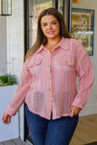 Ampersand  Sweeter Than Nectar Lace Button Down in Rose