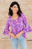 Willow Bell Sleeve Top in Lavender Paisley