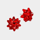 Hot Pink Christmas Gift Bow Stud Earrings