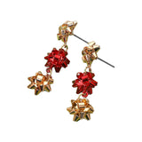 Multi Christmas Gift Bow Drop Earrings: Multi,Red