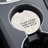 Slow Down Enjoy Daisies Car Coaster Set