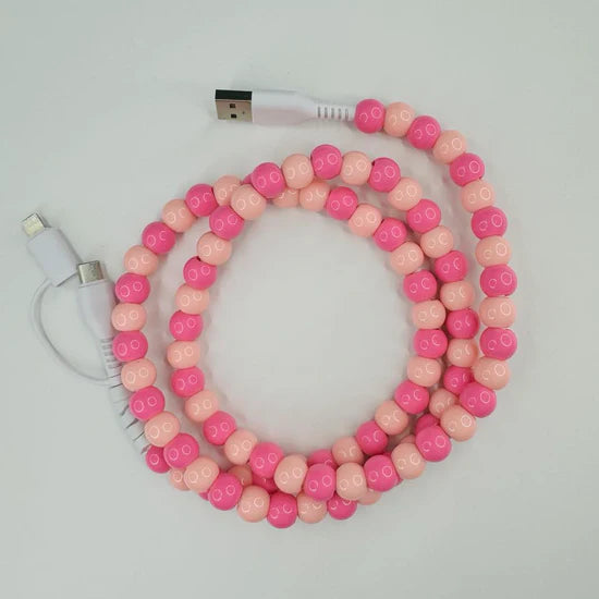 Pink Beaded Charger Cord