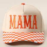 MAMA Embroidered Checkered Brim Trucker Hat: NAVY / ONE SIZE