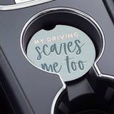Driving Scares Me Stripes Funny Car Coaster Set