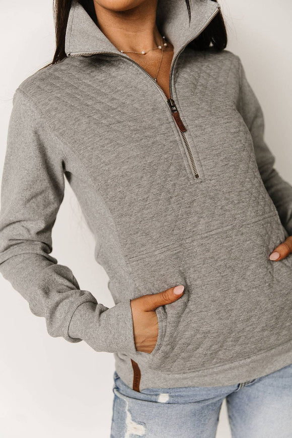 Ampersand Avenue Quilted Half Zip in Grey
