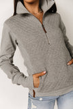Ampersand Avenue Quilted Half Zip in Grey