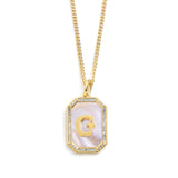 Gold E Mother Of Pearl Initial Necklace