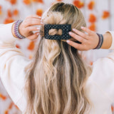 Teleties Flat Rectangle Hair Clip | Medium | Jet Black Quilted