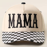 MAMA Embroidered Checkered Brim Trucker Hat: NAVY / ONE SIZE