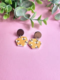 Bumble Bee and Honeycomb Dangle Earring with Stud Topper