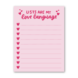 Lists Are My Love Language Notepad | Valentine's Stationery