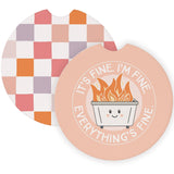 I'm Fine Dumpster Checkers Funny Car Coaster Set