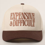EXPENSIVE and DIFFICULT Embroidered Trucker Hat: SAGE / One Size