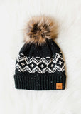 Black Snowflake Lined Winter Hat