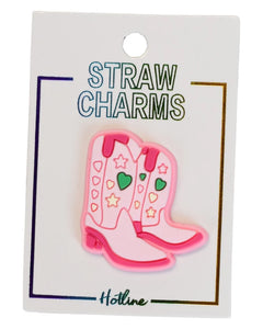 Pink Boot Straw Charm