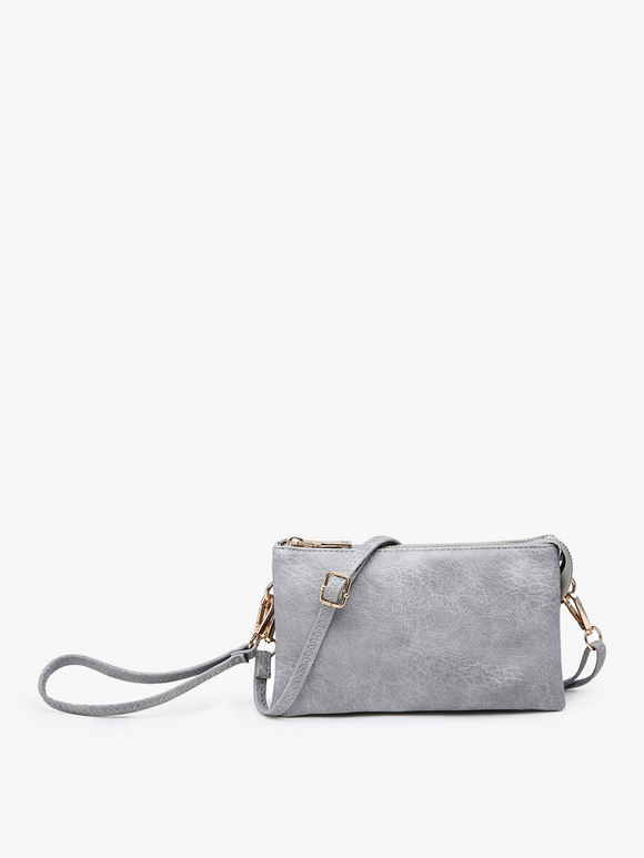 Grey Blue All the Pockets Crossbody/Wristlet
