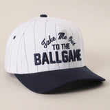 Take Me Out to the Ballgame Pinstripe Trucker Hat: NAY-WHT / ONE SIZE