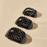 Teleties Flat Round Hair Clip | Medium | Jet Black Quilted