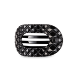 Teleties Flat Round Hair Clip | Medium | Jet Black Quilted