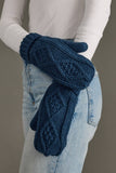 Steel Blue Cable Knit Mittens