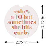 She Hits Curbs Flowers Funny Car Coaster Set