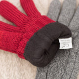 Beige CC Cable Fleece Lined Women's Gloves