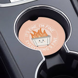 I'm Fine Dumpster Checkers Funny Car Coaster Set