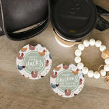 Ducks Row Chickens Farmhouse Car Coaster Set