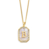 Gold N Mother Of Pearl Initial Necklace