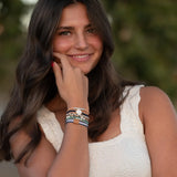 "Anchor" White & Gold Nautical Charm Hair Tie Bracelets: Medium