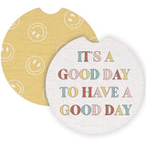 Good Day Smileys Car Coaster Set