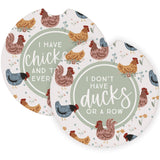 Ducks Row Chickens Farmhouse Car Coaster Set