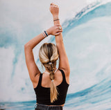 "Dream" Silver Hexagon Charm Blue Hair Tie Bracelets: Medium