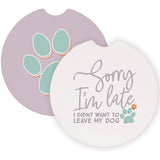 Sorry Late Paw Print Dog Car Coaster Set