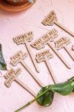Funny Script Wooden Plant Markers: Cute AF
