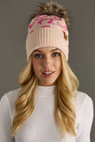 Lt. Pink & Bright Pink Bow Pom Hat