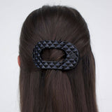 Teleties Flat Round Hair Clip | Medium | Jet Black Quilted
