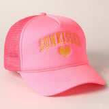 Sunkissed Embroidery Foam Mesh Back Trucker Hat: FUCHSIA / ONE SIZE
