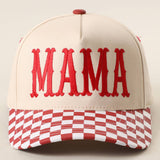 MAMA Embroidered Checkered Brim Trucker Hat: NAVY / ONE SIZE