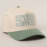 EXPENSIVE and DIFFICULT Embroidered Trucker Hat: BEIGE / One Size