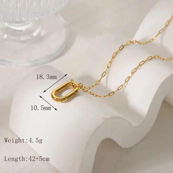 Gold Plated Paperclip Necklaces with Ring for Charms: Style C