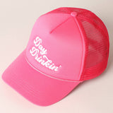 Day Drinkin Texts Embroidery Mesh Back Trucker Hat: BLUSH / ONE SIZE