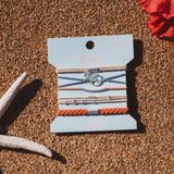 "Celebrate" Blues and Corals With Silver Wave Charm Hair Tie Bracelets: Medium