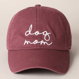 Dog Mom Lettering Embroidery Baseball Cap: BLACK / One Size
