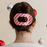 Teleties Flat Round Hair Clip | Large | Candy Cane Crush