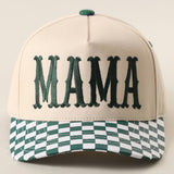 MAMA Embroidered Checkered Brim Trucker Hat: NAVY / ONE SIZE