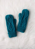 Sapphire Blue Cable Knit Mittens